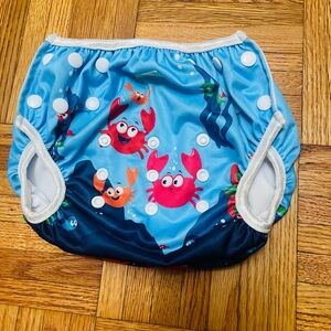 Blue Crab Print Kids Swim Diaper